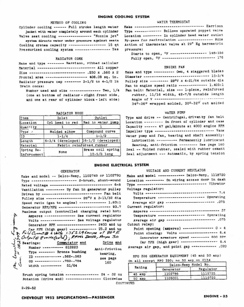 1952 Chevrolet Specifications Page 47